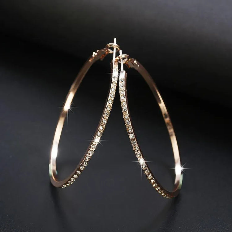 Gold Rhinestone Hoops