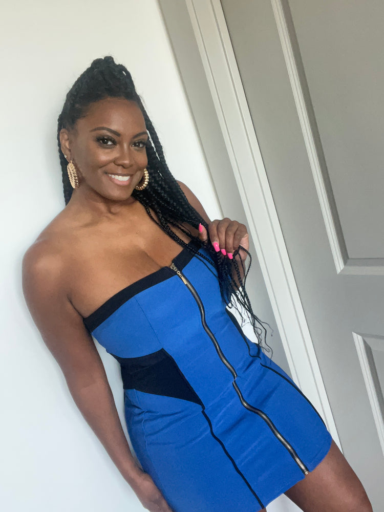 Blue Zip Up Dress