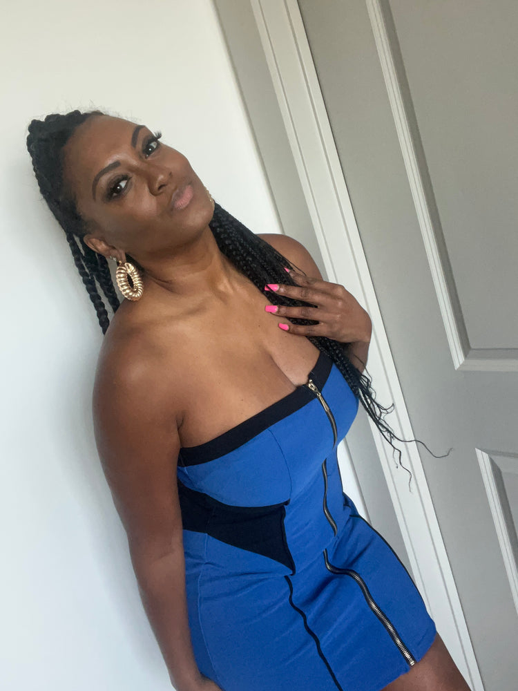 Blue Zip Up Dress