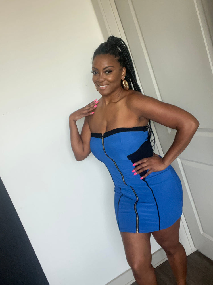 Blue Zip Up Dress