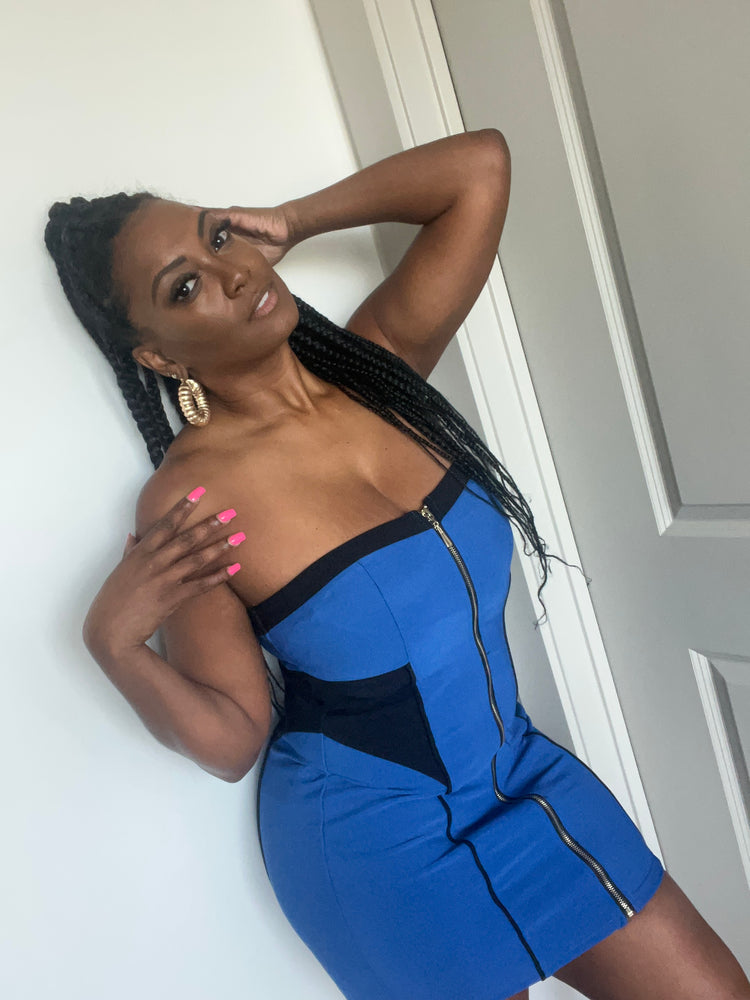 Blue Zip Up Dress