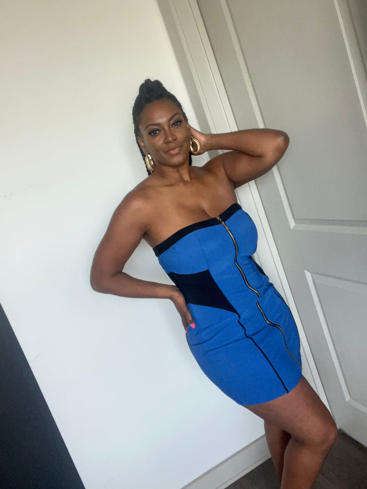 Blue Zip Up Dress