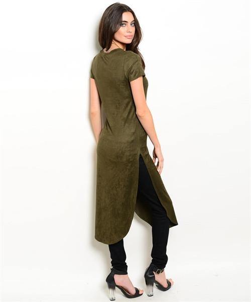 Olive Suede Tunic - HOTSUGARBOUTIQUE