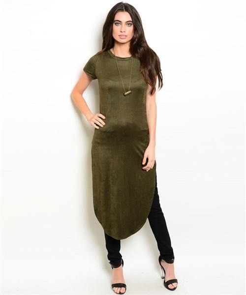 Olive Suede Tunic - HOTSUGARBOUTIQUE