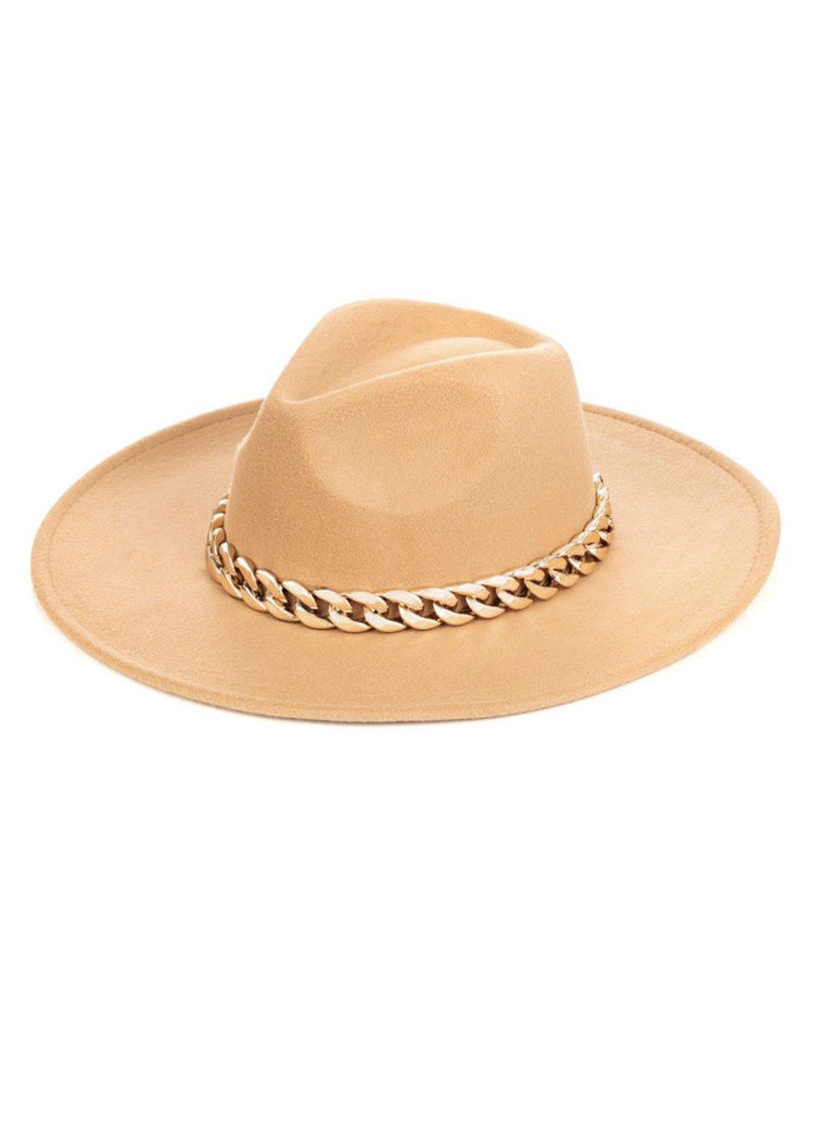 Chain Luxe Hat- Tan - HOT SUGAR BOUTIQUE
