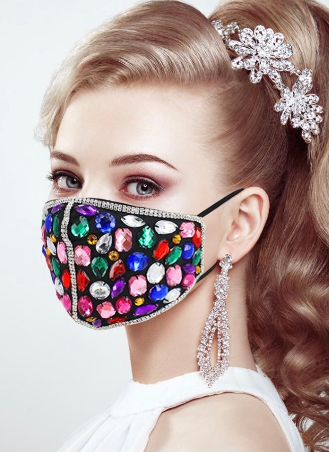Large Rhinestone Iced Mask- Mult. Color