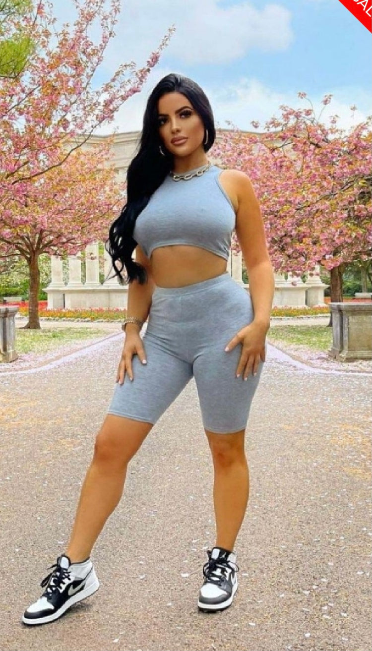 Gray Sleeveless Crop Top