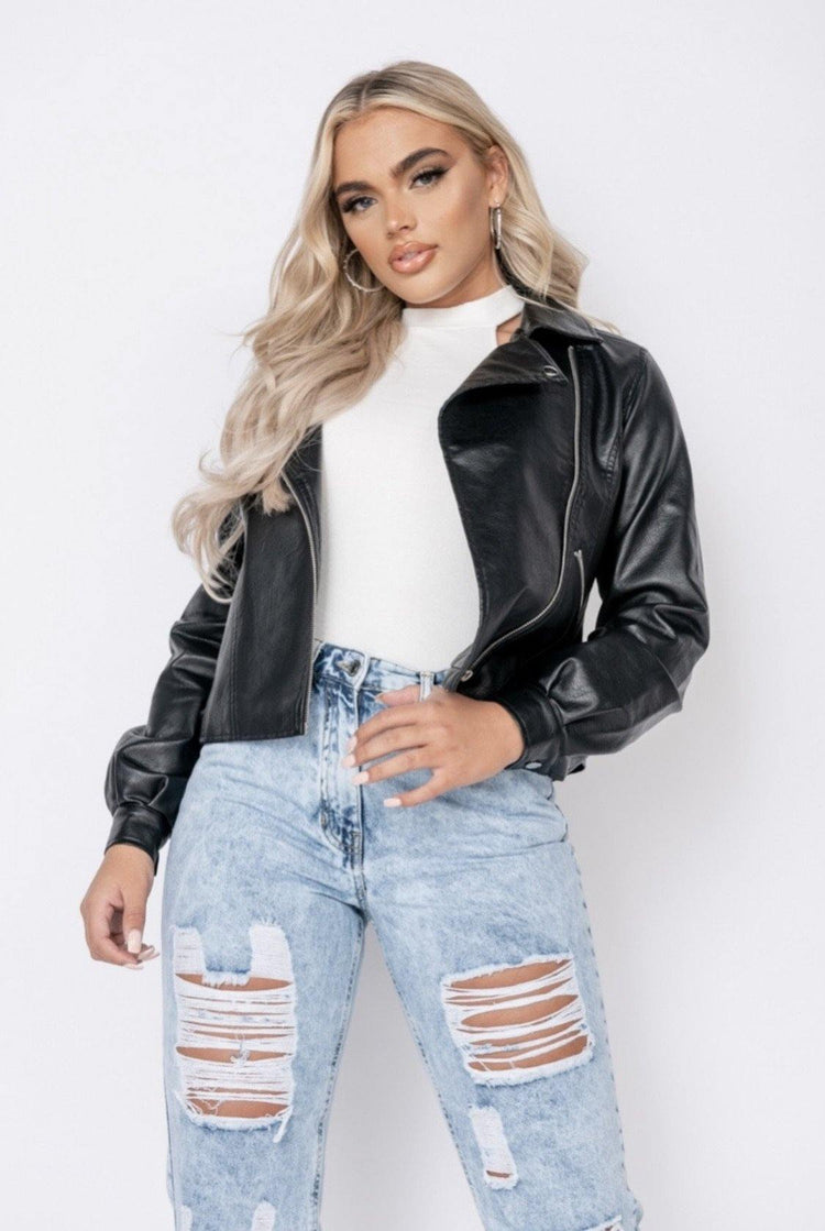 Faux Leather Biker Jacket - HOT SUGAR BOUTIQUE