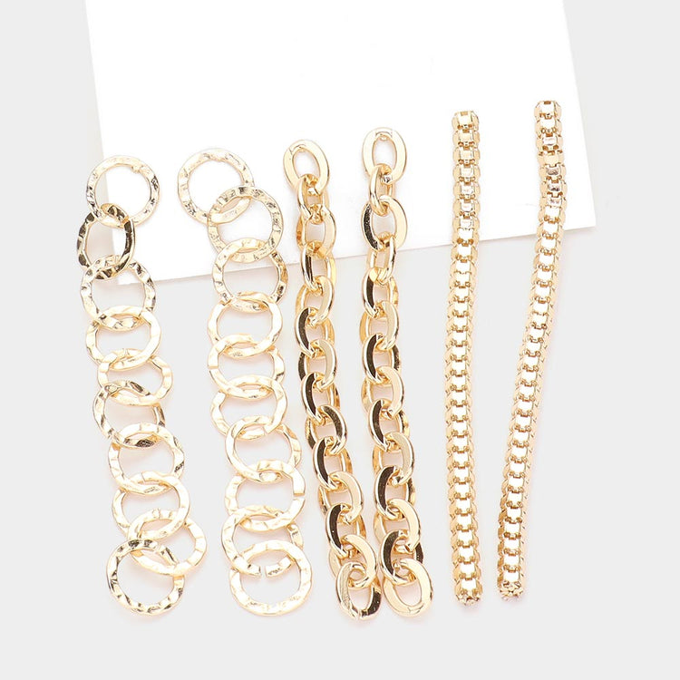 Metal Links Drop Earrings Set