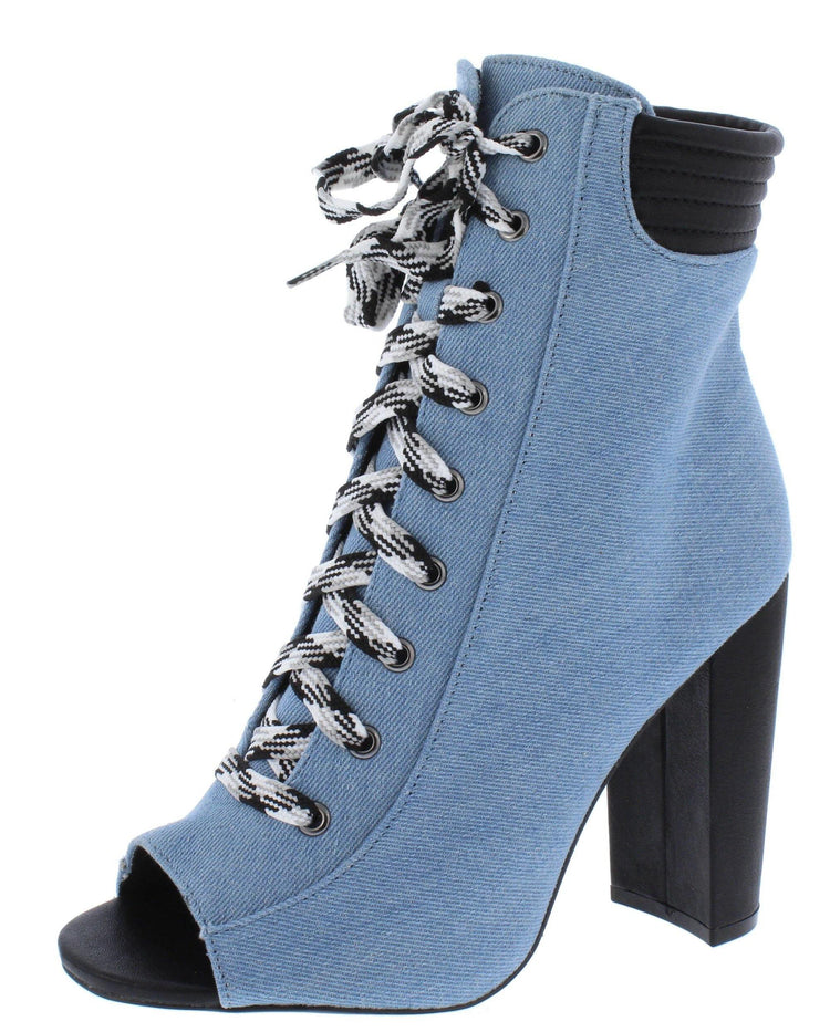 Denim Heel Booties - HOT SUGAR BOUTIQUE