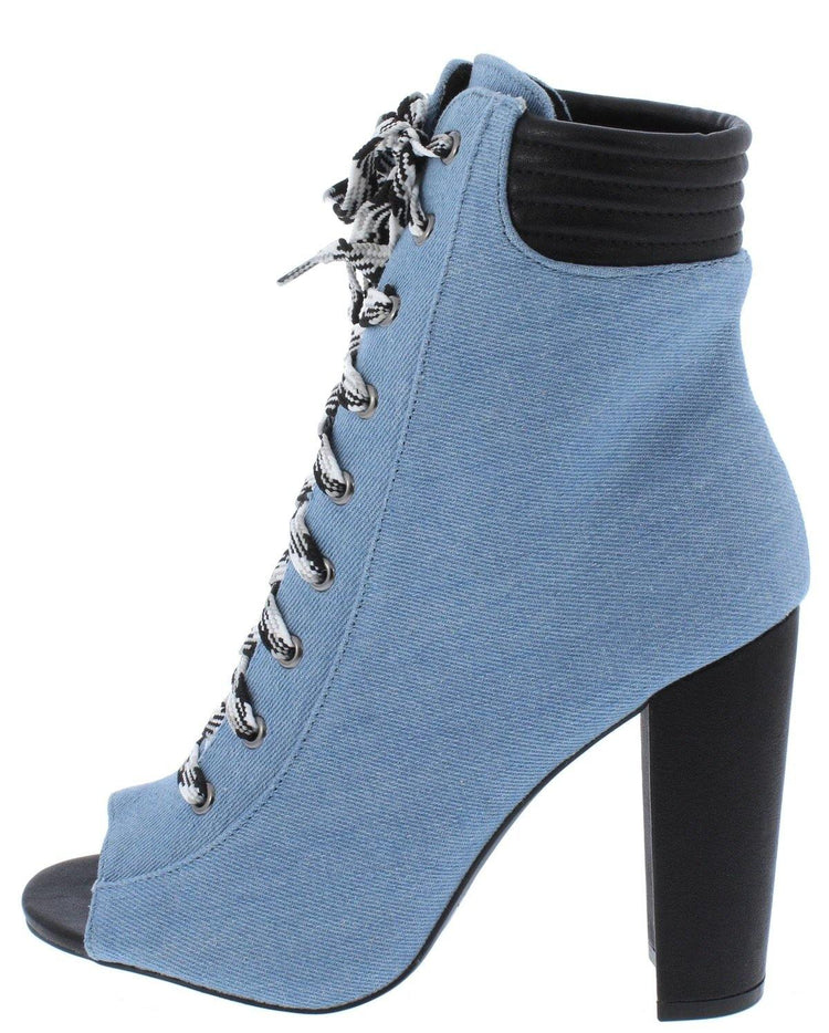 Denim Heel Booties - HOT SUGAR BOUTIQUE