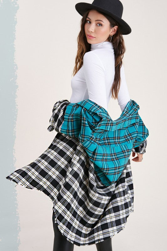 Color Block Plaid Long Shackleton