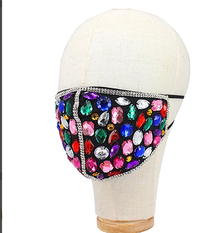 Large Rhinestone Iced Mask- Mult. Color