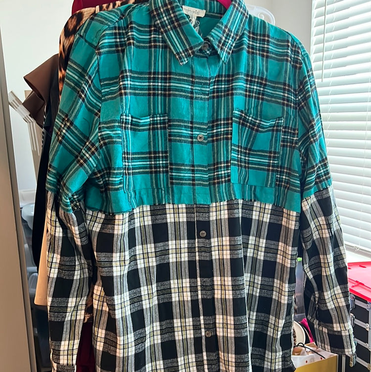 Color Block Plaid Long Shackleton