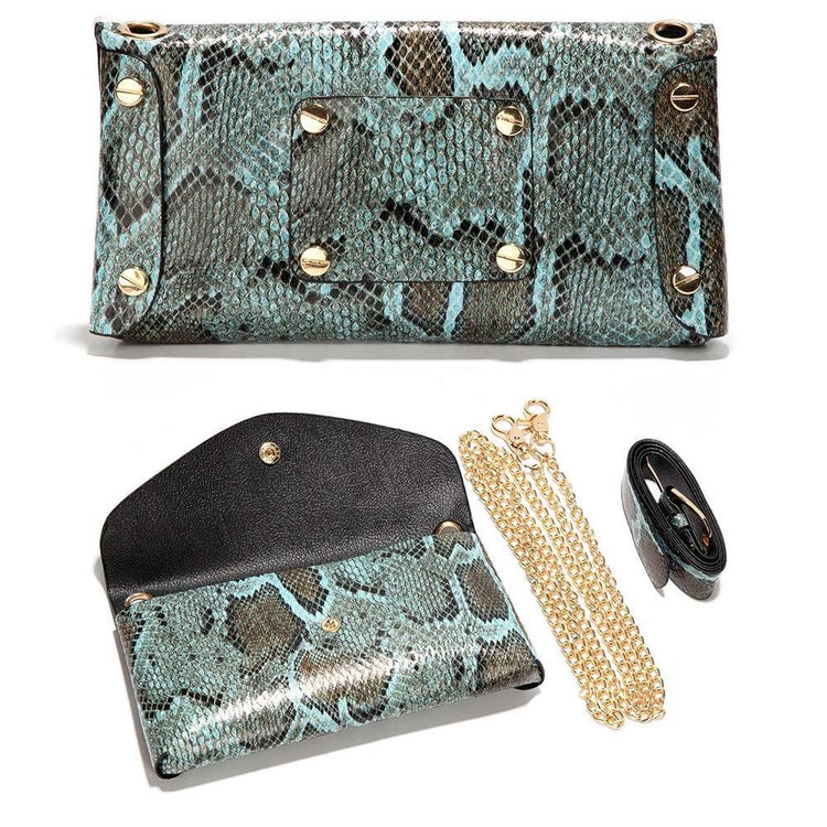Teal Python Clutch - HOT SUGAR BOUTIQUE