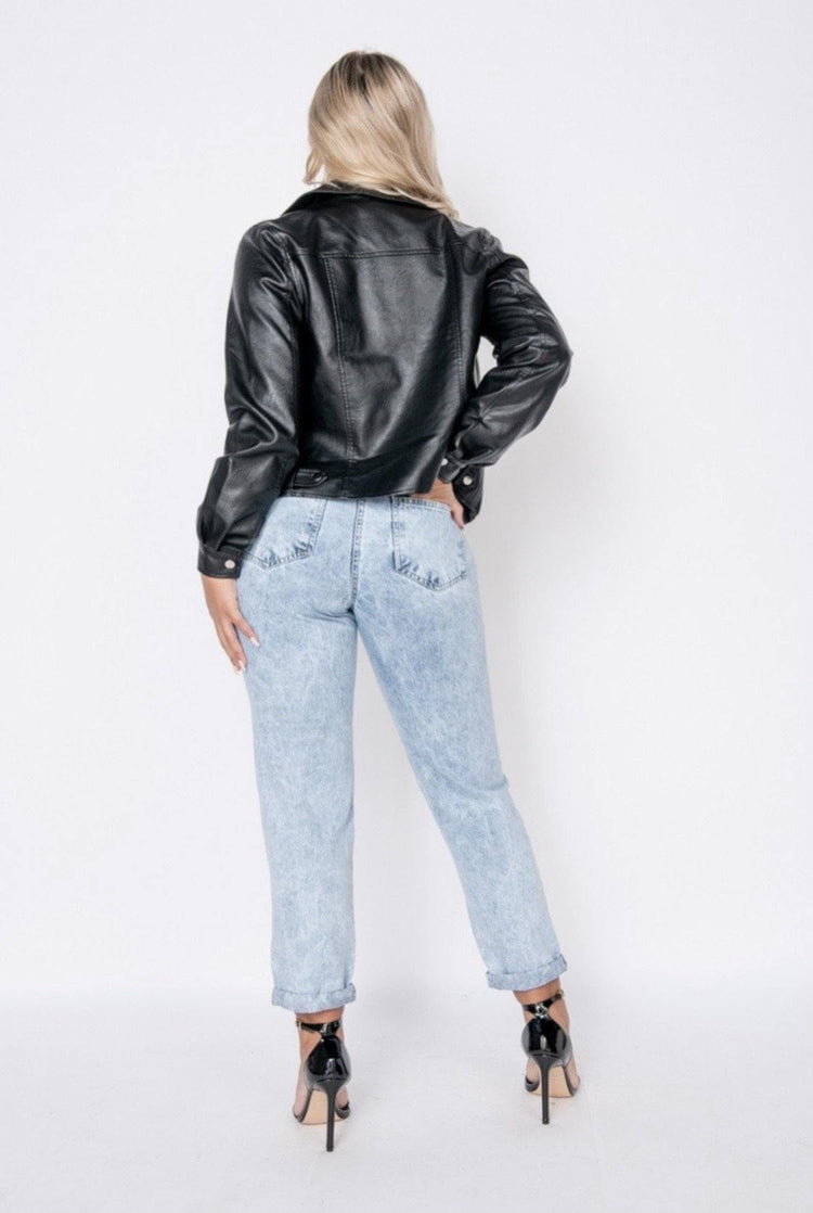 Faux Leather Biker Jacket - HOT SUGAR BOUTIQUE