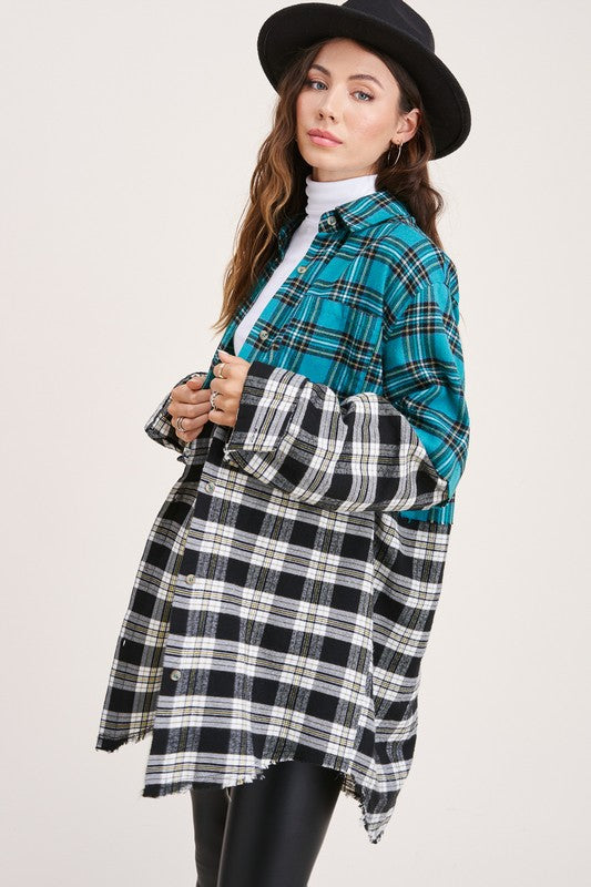 Color Block Plaid Long Shackleton