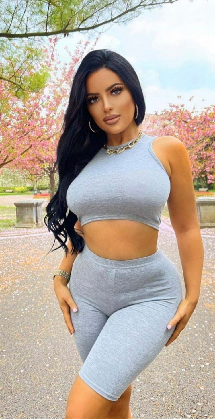 Gray Sleeveless Crop Top