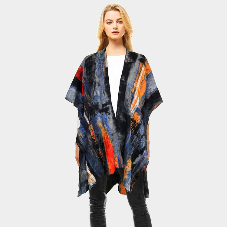 Brush Stroke Poncho - HOT SUGAR BOUTIQUE