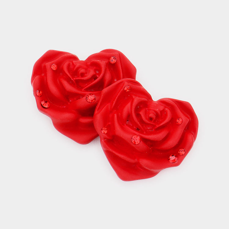 Rose Heart Studs