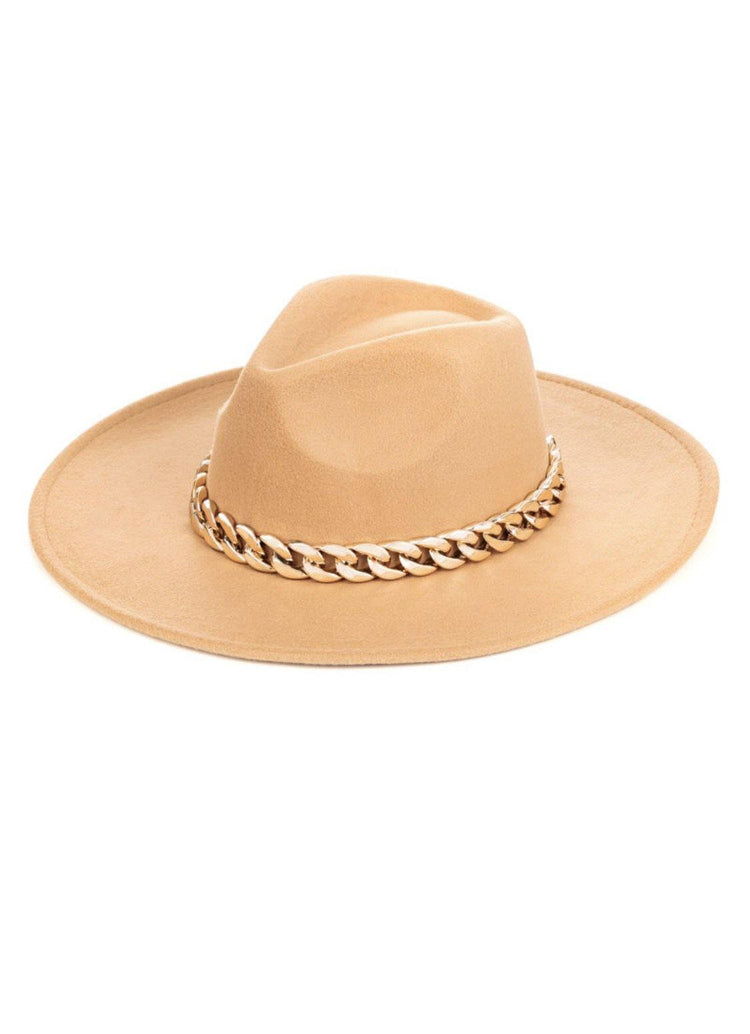 Chain Luxe Hat- Tan - HOT SUGAR BOUTIQUE