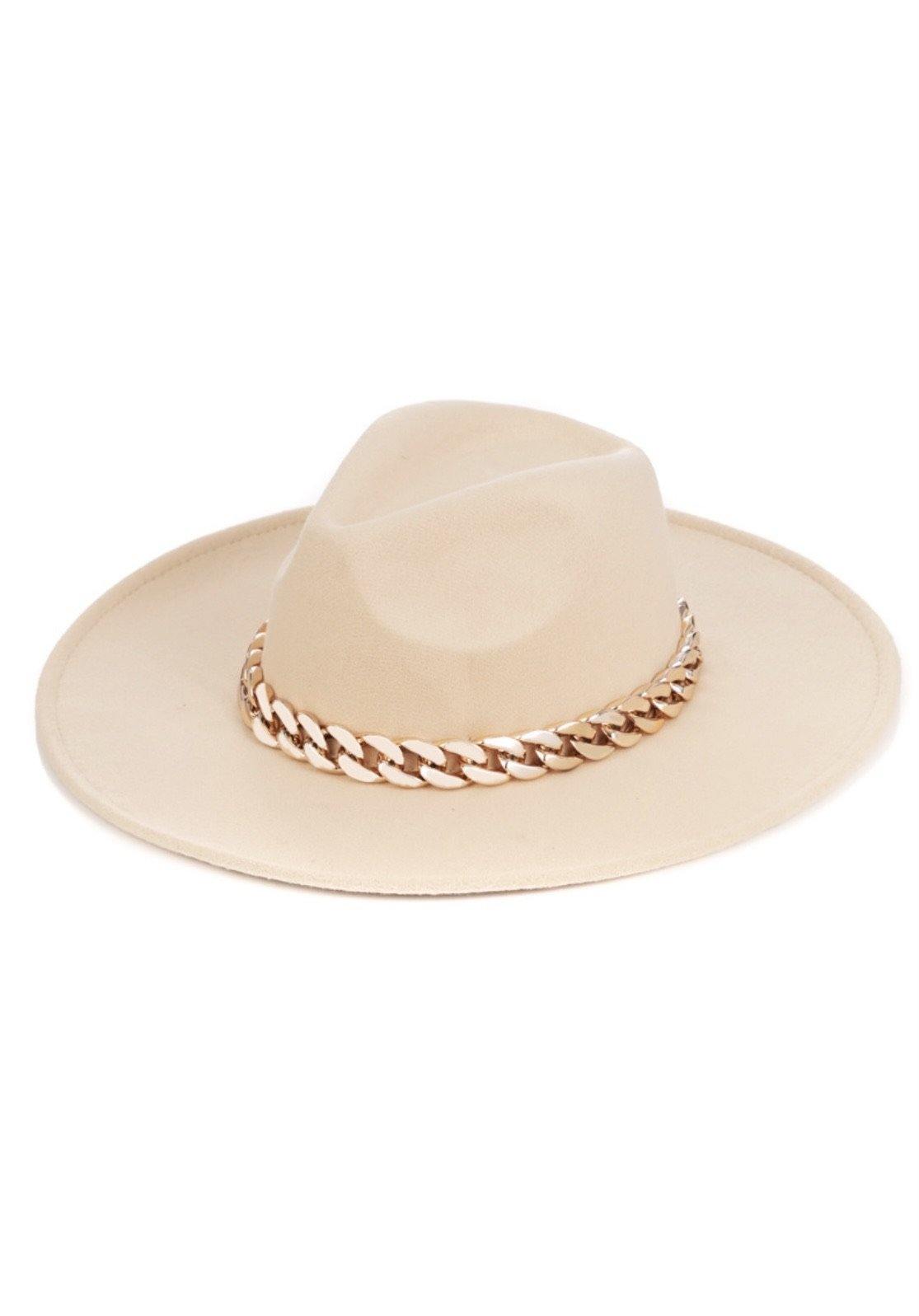 Chain Luxe Hat- Beige - HOT SUGAR BOUTIQUE