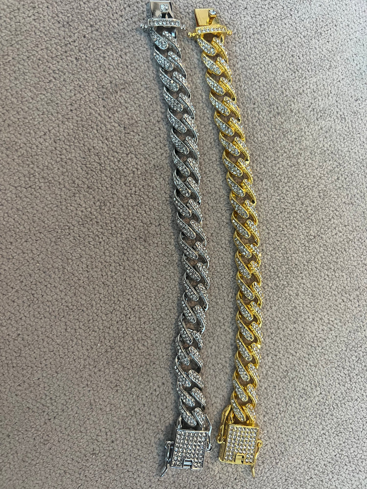 Iced Out Cuban Link Bracelet-silver