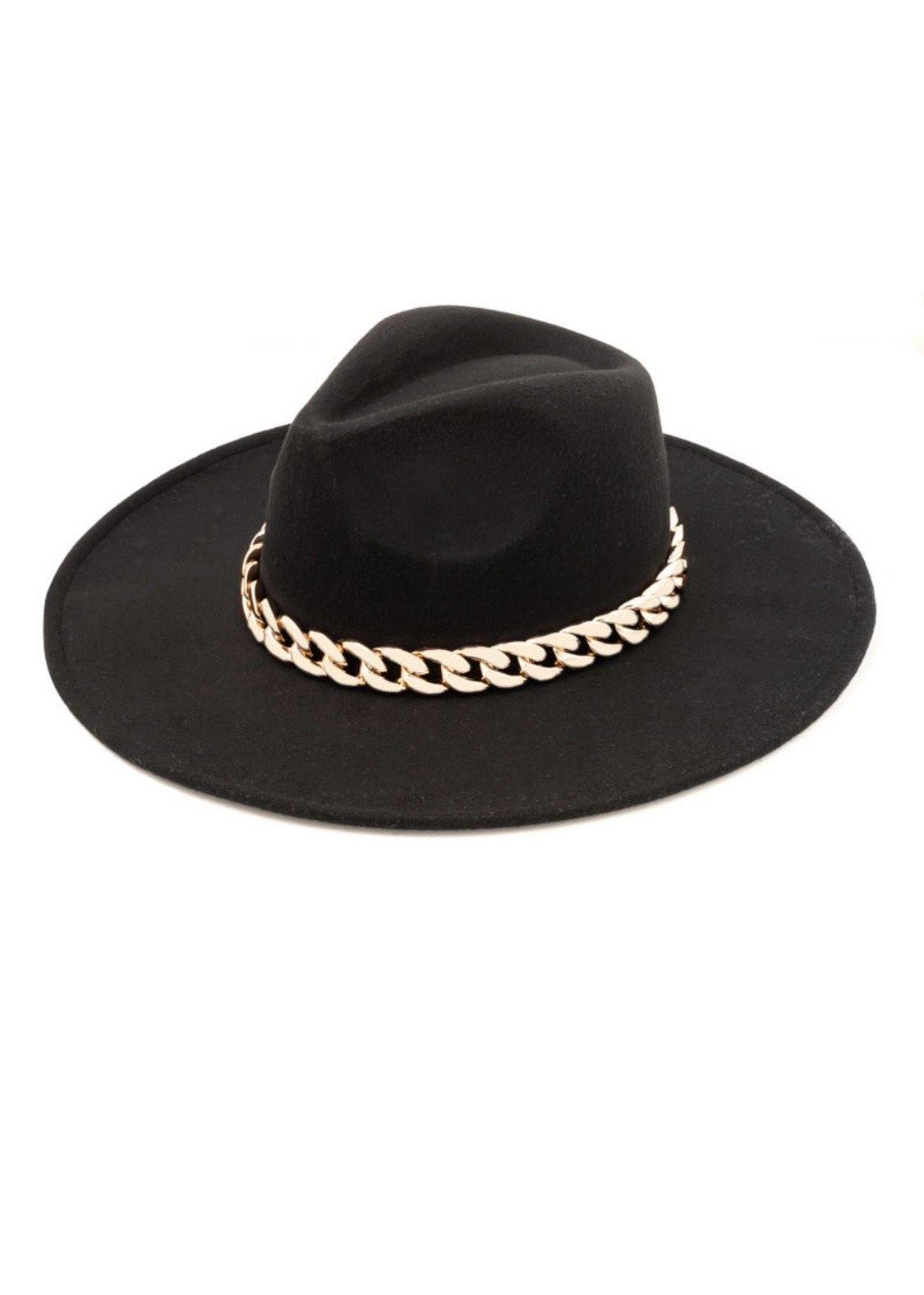 Chain Luxe Hat- Black - HOT SUGAR BOUTIQUE