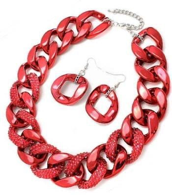 Red Acrylic Necklace Set