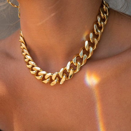 Thick gold plated chain necklace